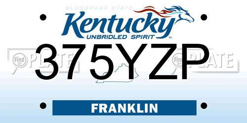 375YZP Kentucky License Plate