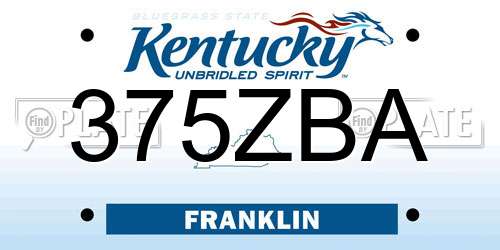 375ZBA Kentucky License Plate