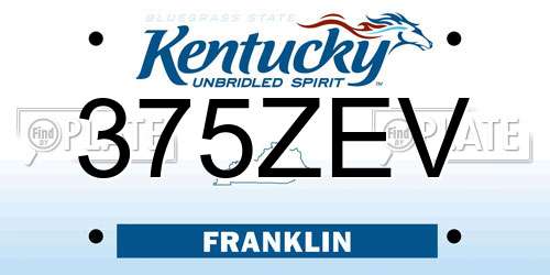 375ZEV Kentucky License Plate