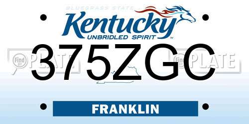 375ZGC Kentucky License Plate