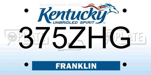 375ZHG Kentucky License Plate