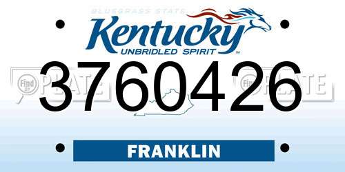 3760426 Kentucky License Plate