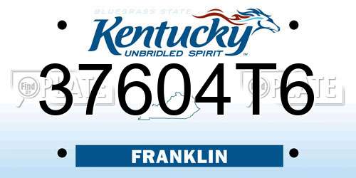 37604T6 Kentucky License Plate