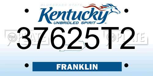 37625T2 Kentucky License Plate