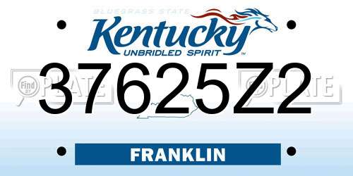 37625Z2 Kentucky License Plate