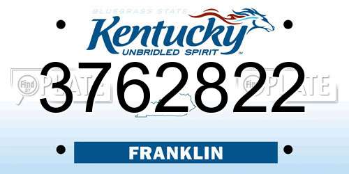 3762822 Kentucky License Plate