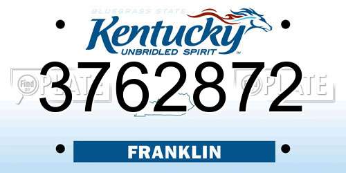 3762872 Kentucky License Plate