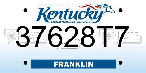 37628T7 Kentucky License Plate