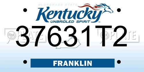37631T2 Kentucky License Plate