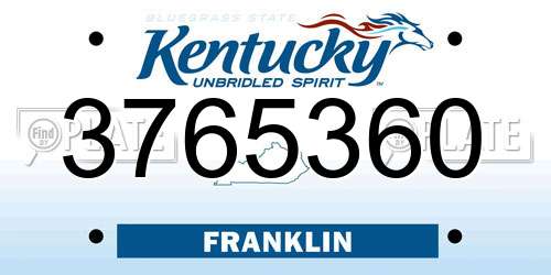 3765360 Kentucky License Plate
