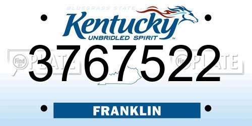 3767522 Kentucky License Plate