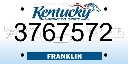 3767572 Kentucky License Plate