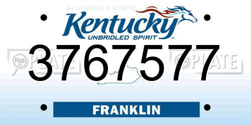 3767577 Kentucky License Plate