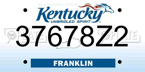 37678Z2 Kentucky License Plate