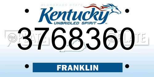 3768360 Kentucky License Plate