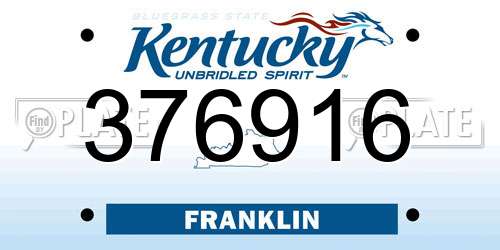 376916 Kentucky License Plate