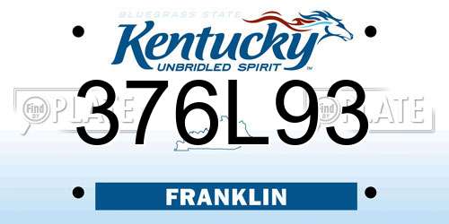 376L93 Kentucky License Plate