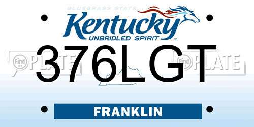 376LGT Kentucky License Plate
