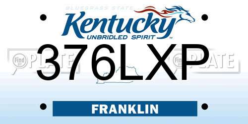 376LXP Kentucky License Plate