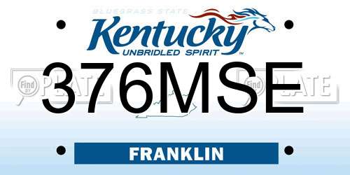 376MSE Kentucky License Plate