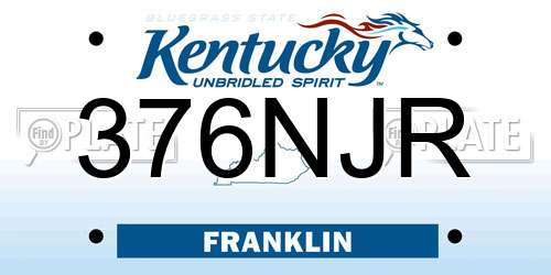 376NJR Kentucky License Plate