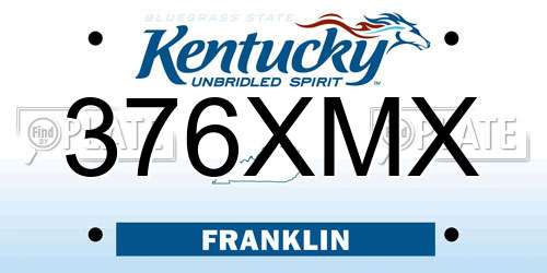 376XMX Kentucky License Plate