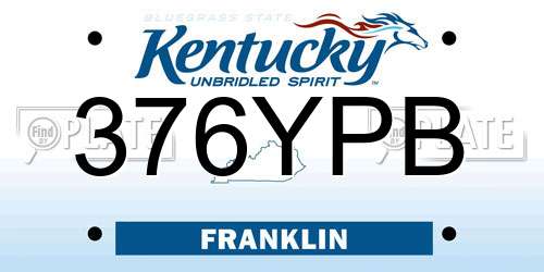 376YPB Kentucky License Plate