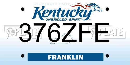 376ZFE Kentucky License Plate