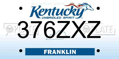 376ZXZ Kentucky License Plate