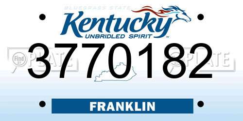 3770182 Kentucky License Plate