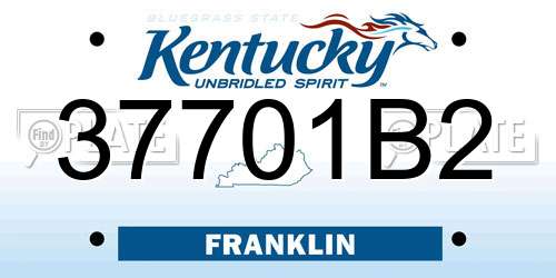 37701B2 Kentucky License Plate