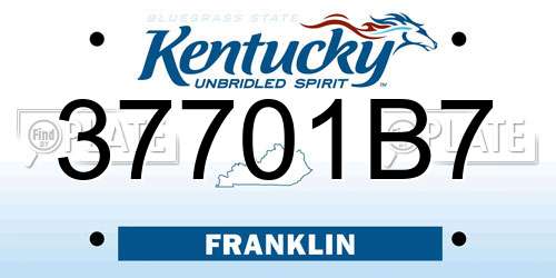 37701B7 Kentucky License Plate