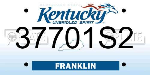 37701S2 Kentucky License Plate