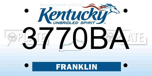 3770BA Kentucky License Plate