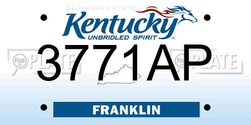 3771AP Kentucky License Plate