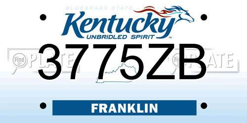 3775ZB Kentucky License Plate