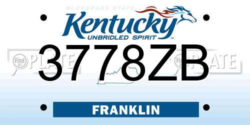 3778ZB Kentucky License Plate