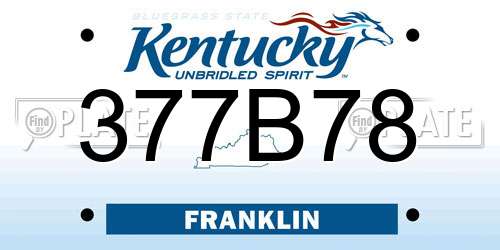 377B78 Kentucky License Plate