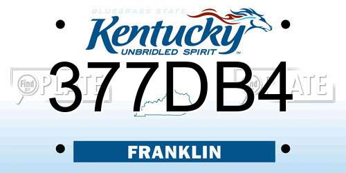 377DB4 Kentucky License Plate