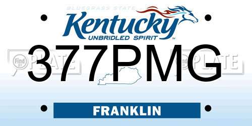 377PMG Kentucky License Plate