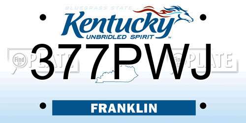 377PWJ Kentucky License Plate