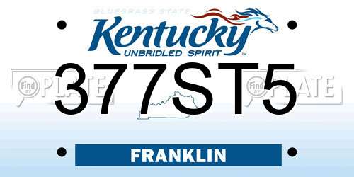 377ST5 Kentucky License Plate