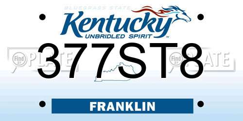 377ST8 Kentucky License Plate