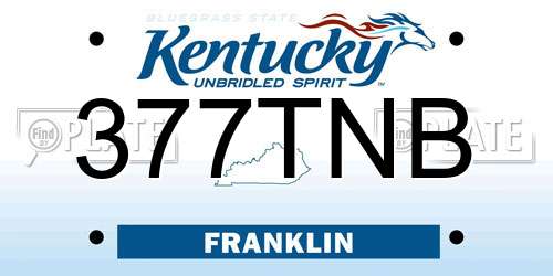 377TNB Kentucky License Plate