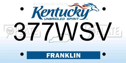 377WSV Kentucky License Plate