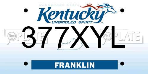 377XYL Kentucky License Plate