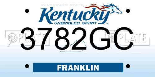 3782GC Kentucky License Plate