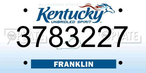 3783227 Kentucky License Plate
