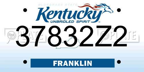 37832Z2 Kentucky License Plate