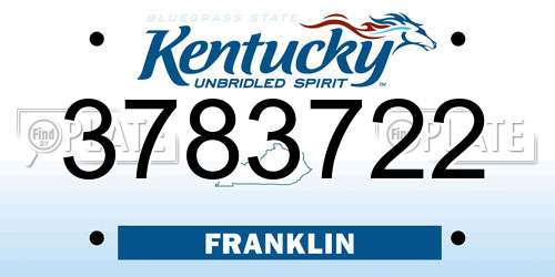 3783722 Kentucky License Plate